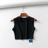 Crop Tank Top Biker black Sleeveless - Easy Pickins Store