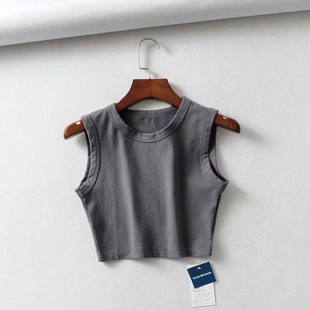 Crop Tank Top Biker black Sleeveless - Easy Pickins Store