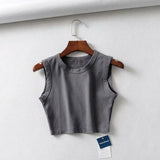 Crop Tank Top Biker black Sleeveless - Easy Pickins Store