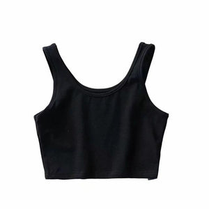 Crop Tank Top Biker black Sleeveless - Easy Pickins Store