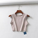 Crop Tank Top Biker black Sleeveless - Easy Pickins Store