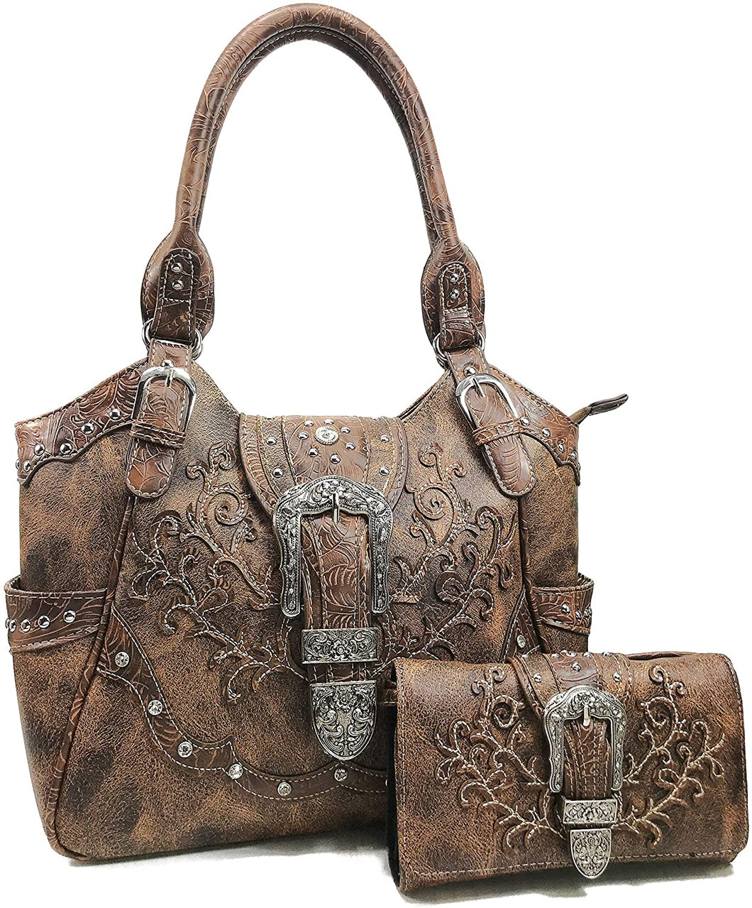 Cross Body Leather Bag for Women Beautiful Western Design Tote Bag - Easy Pickins Store