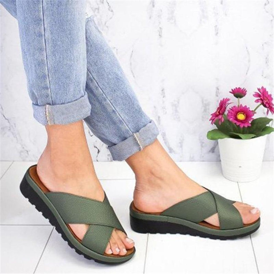 Cross Sandals Mid Heel Soft Bottom - Easy Pickins Store