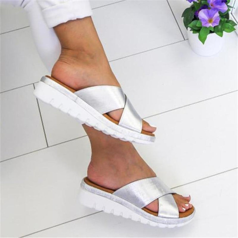 Cross Sandals Mid Heel Soft Bottom - Easy Pickins Store