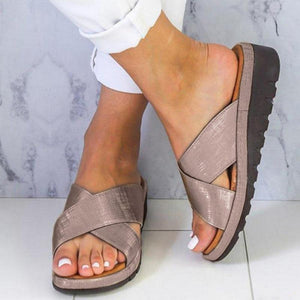 Cross Sandals Mid Heel Soft Bottom - Easy Pickins Store