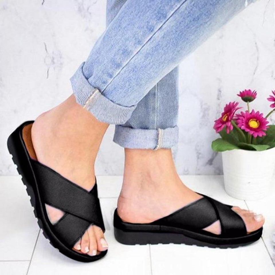 Cross Sandals Mid Heel Soft Bottom - Easy Pickins Store