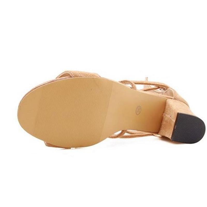 Cross Strap Buckle Sandals High Heels Thick Shallow - Easy Pickins Store