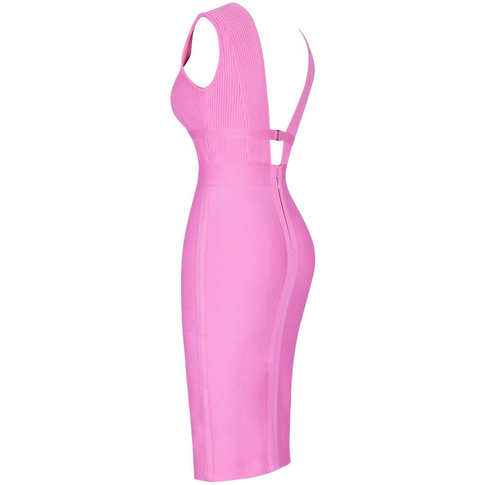 Cut Out Bandage Dress Bodycon Double Deep v Neck - Easy Pickins Store