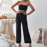 Cut Out Jumpsuit Strapless Long Pants Pocket Romper - Easy Pickins Store