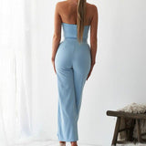 Cut Out Jumpsuit Strapless Long Pants Pocket Romper - Easy Pickins Store