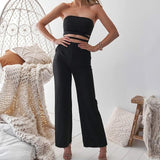 Cut Out Jumpsuit Strapless Long Pants Pocket Romper - Easy Pickins Store