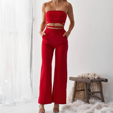 Cut Out Jumpsuit Strapless Long Pants Pocket Romper - Easy Pickins Store
