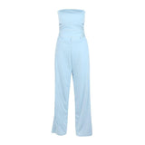 Cut Out Jumpsuit Strapless Long Pants Pocket Romper - Easy Pickins Store