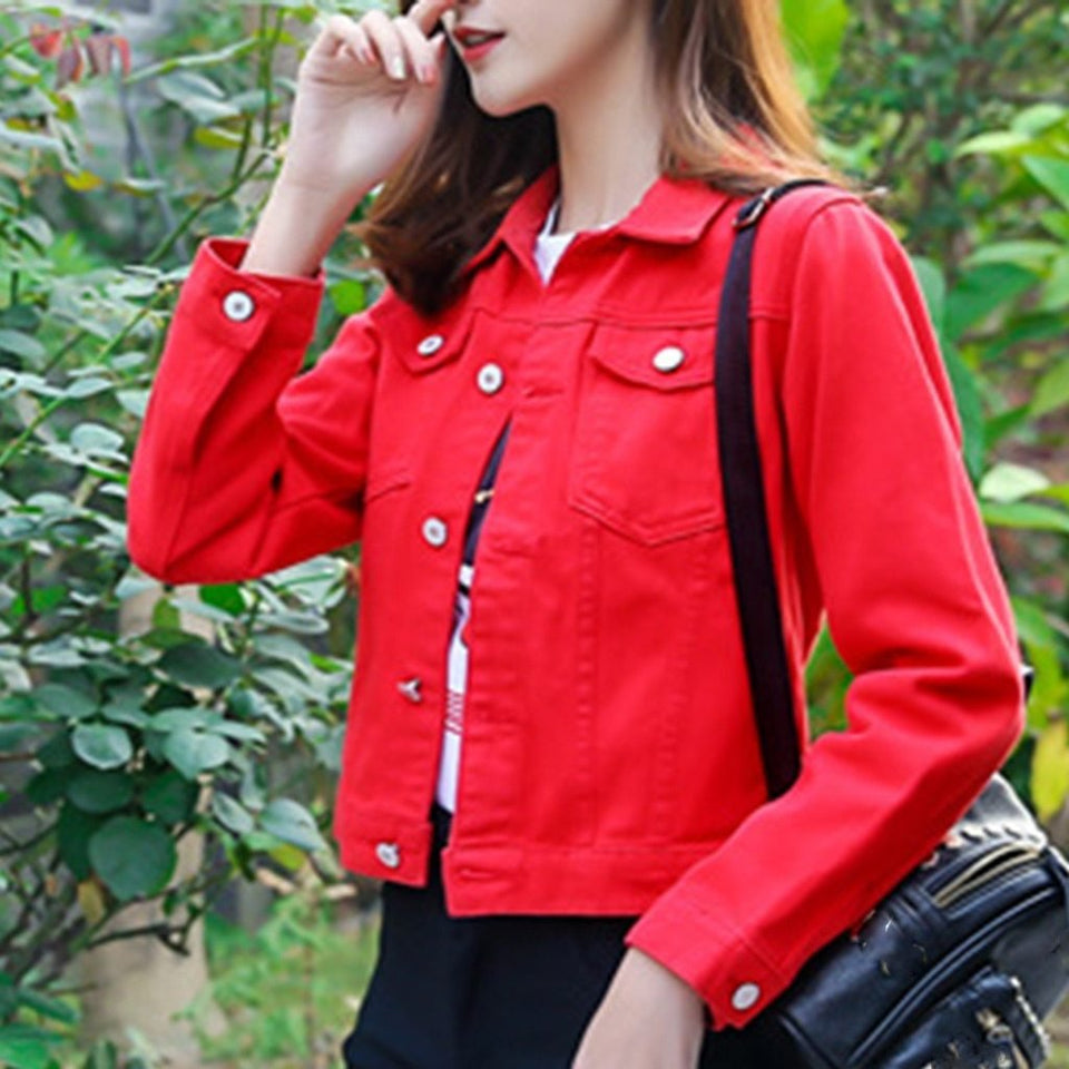 Daily Lapel Denim ButtonsShort Jeans Jacket - Easy Pickins Store