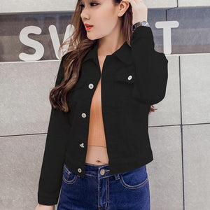 Daily Lapel Denim ButtonsShort Jeans Jacket - Easy Pickins Store
