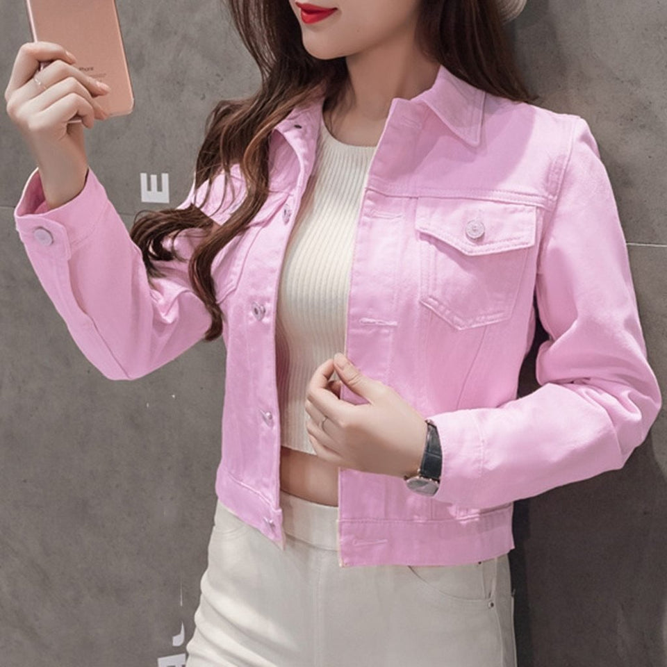 Daily Lapel Denim ButtonsShort Jeans Jacket - Easy Pickins Store
