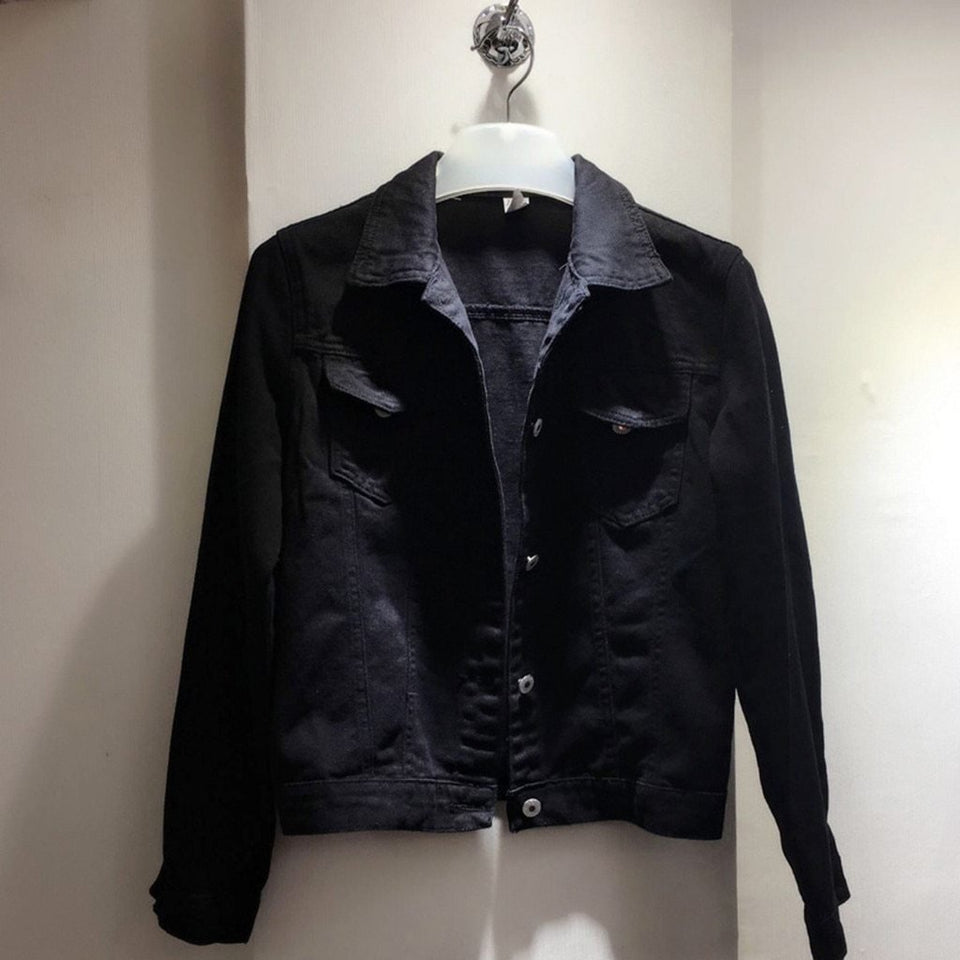 Daily Lapel Denim ButtonsShort Jeans Jacket - Easy Pickins Store