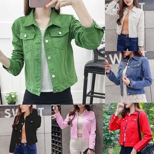 Daily Lapel Denim ButtonsShort Jeans Jacket - Easy Pickins Store