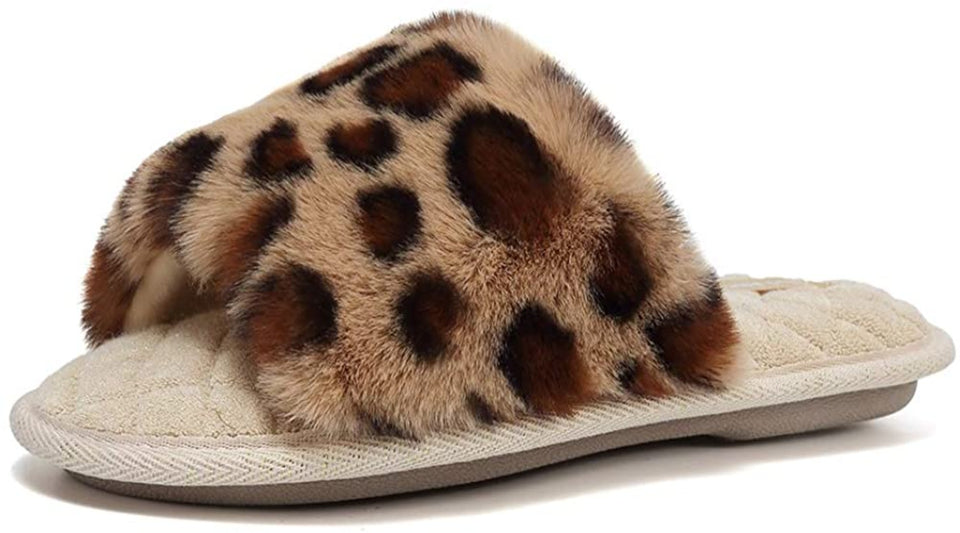 Furry Faux Fur Slippers Memory Foam Slippers Slip on - Easy Pickins Store