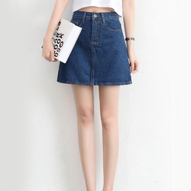 Denim Mini High Waist Blue Hip Jeans Cotton Skirt - Easy Pickins Store
