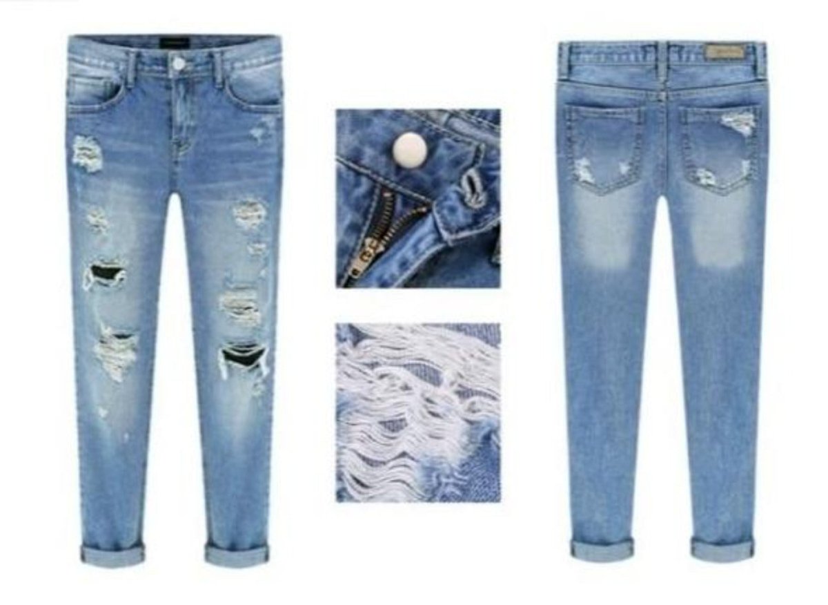 Denim Ripped Destroyed Slouchy Mid Waist Boyfriend Distressed Jeans - Easy Pickins Store