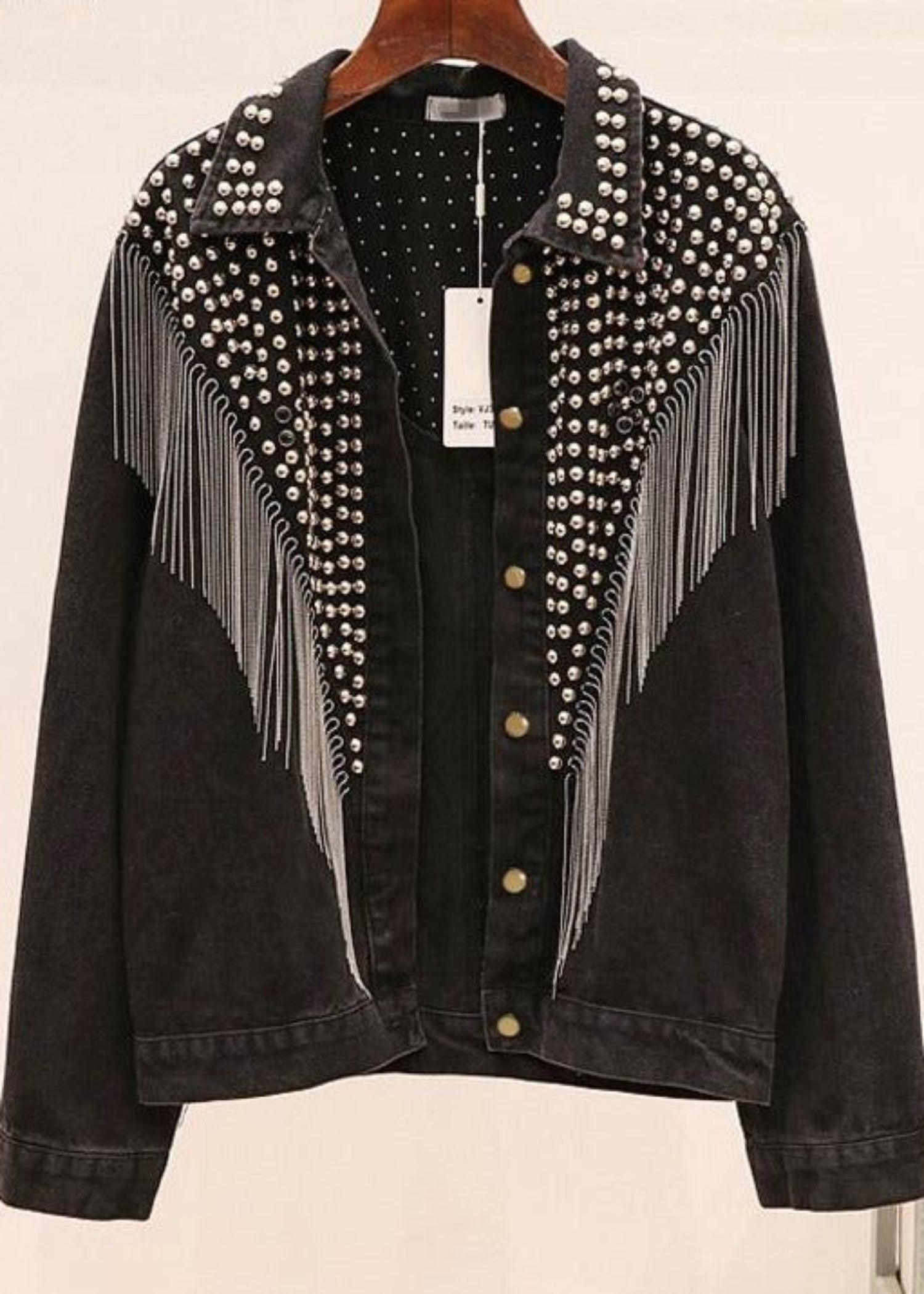 Denim Rivet Tassel Chain Short Jeans Loose Jacket - Easy Pickins Store