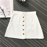 Denim Skirt Short A line Bottom High Waist Slim Pocket - Easy Pickins Store