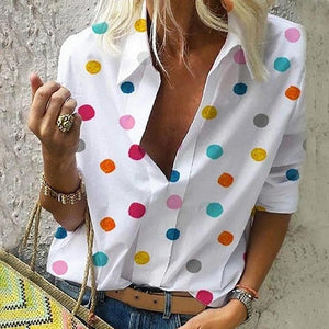 Dot Printed Blouse Long Sleeve - Easy Pickins Store