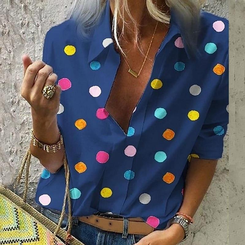 Dot Printed Blouse Long Sleeve - Easy Pickins Store