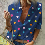 Dot Printed Blouse Long Sleeve - Easy Pickins Store