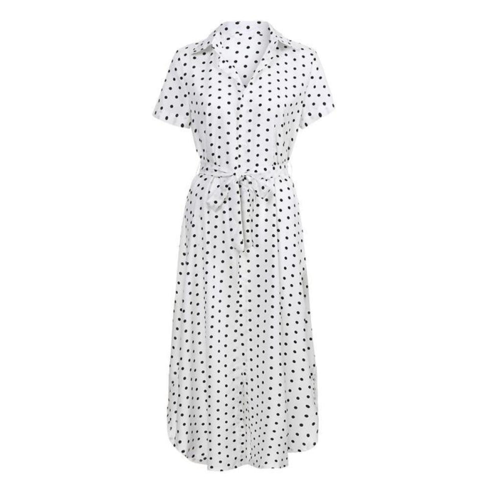 Dress Casual Bow Tie V Neck Dot Button Short Sleeve - Easy Pickins Store