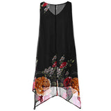 Dress Floral Print Chiffon Sleeveless Irregular Hem - Easy Pickins Store