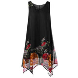 Dress Floral Print Chiffon Sleeveless Irregular Hem - Easy Pickins Store