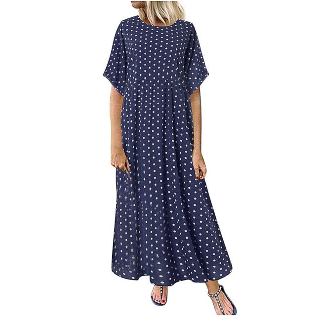 Dress O Neck Dot Peinted Casual vestido - Easy Pickins Store