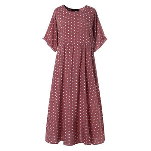 Dress O Neck Dot Peinted Casual vestido - Easy Pickins Store