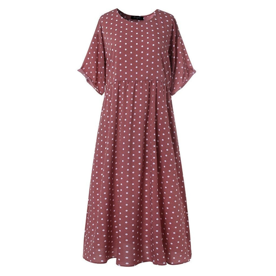 Dress O Neck Dot Peinted Casual vestido - Easy Pickins Store