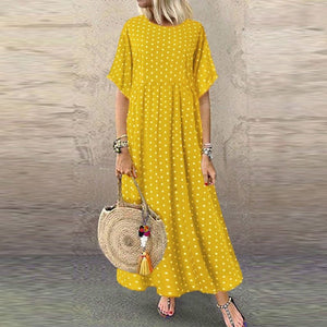 Dress O Neck Dot Peinted Casual vestido - Easy Pickins Store