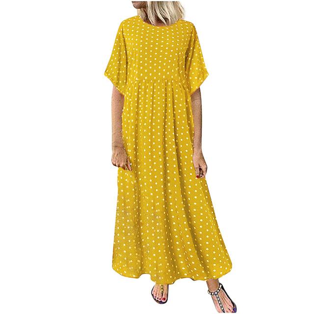 Dress O Neck Dot Peinted Casual vestido - Easy Pickins Store