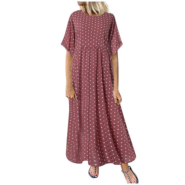 Dress O Neck Dot Peinted Casual vestido - Easy Pickins Store