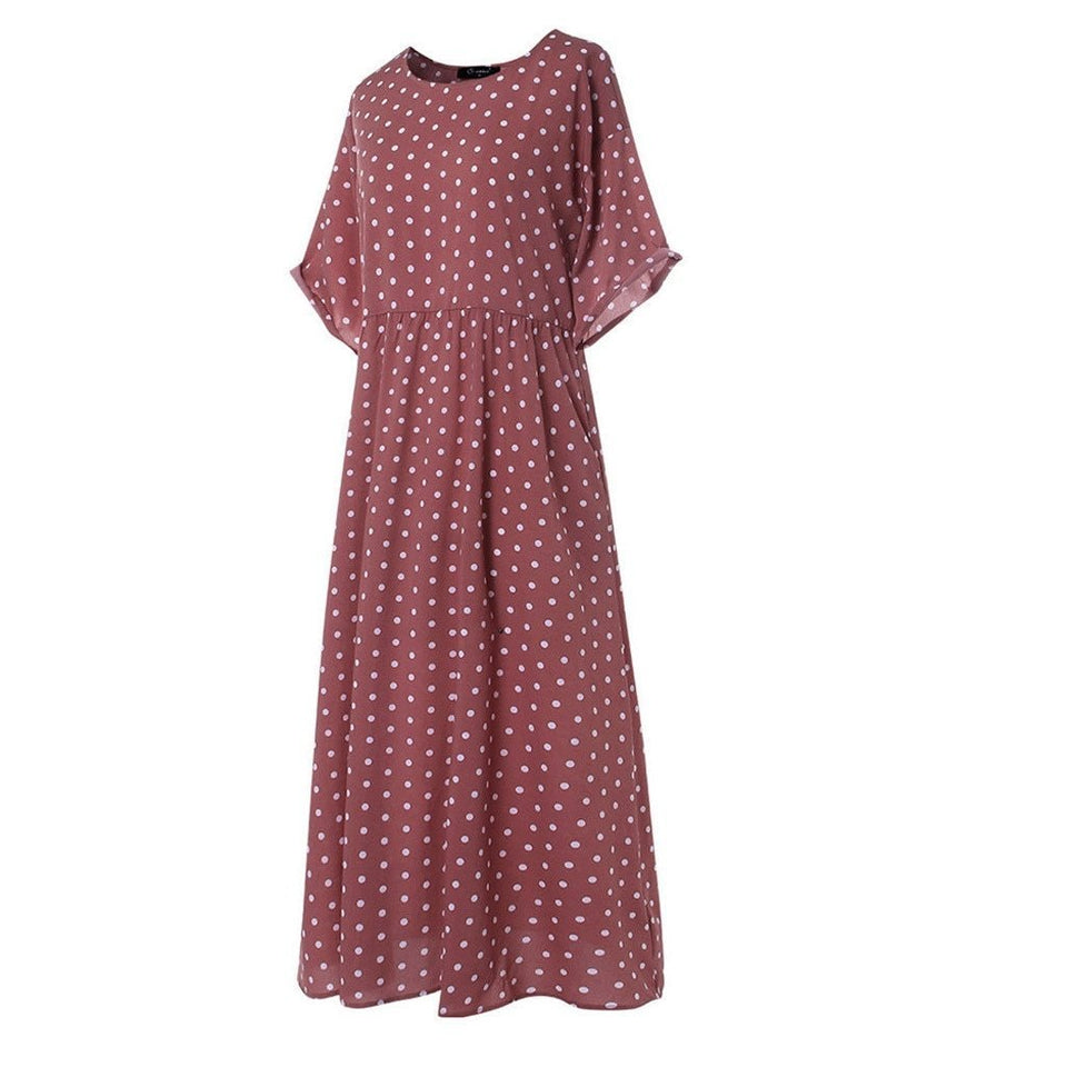 Dress O Neck Dot Peinted Casual vestido - Easy Pickins Store