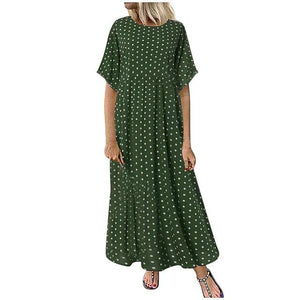 Dress O Neck Dot Peinted Casual vestido - Easy Pickins Store
