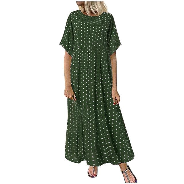 Dress O Neck Dot Peinted Casual vestido - Easy Pickins Store