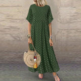 Dress O Neck Dot Peinted Casual vestido - Easy Pickins Store