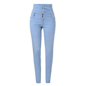 Elastic Button Loose Hole Denim Casual Small Feet Cropped Jeans Skinny Jeans - Easy Pickins Store