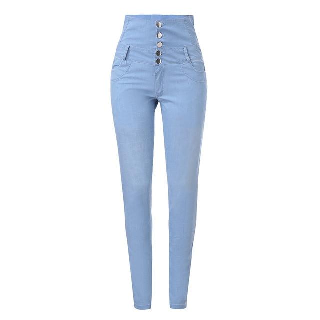 Elastic Button Loose Hole Denim Casual Small Feet Cropped Jeans Skinny Jeans - Easy Pickins Store