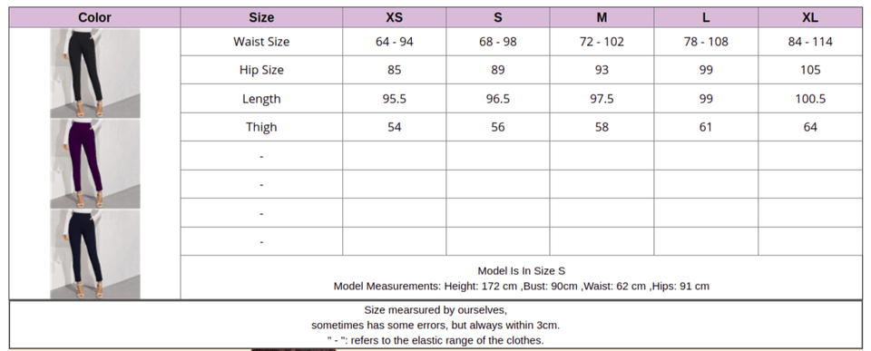 Elastic Waist Pocket Side Split Hem Elegant Bottoms High Waist Skinny Pants - Easy Pickins Store