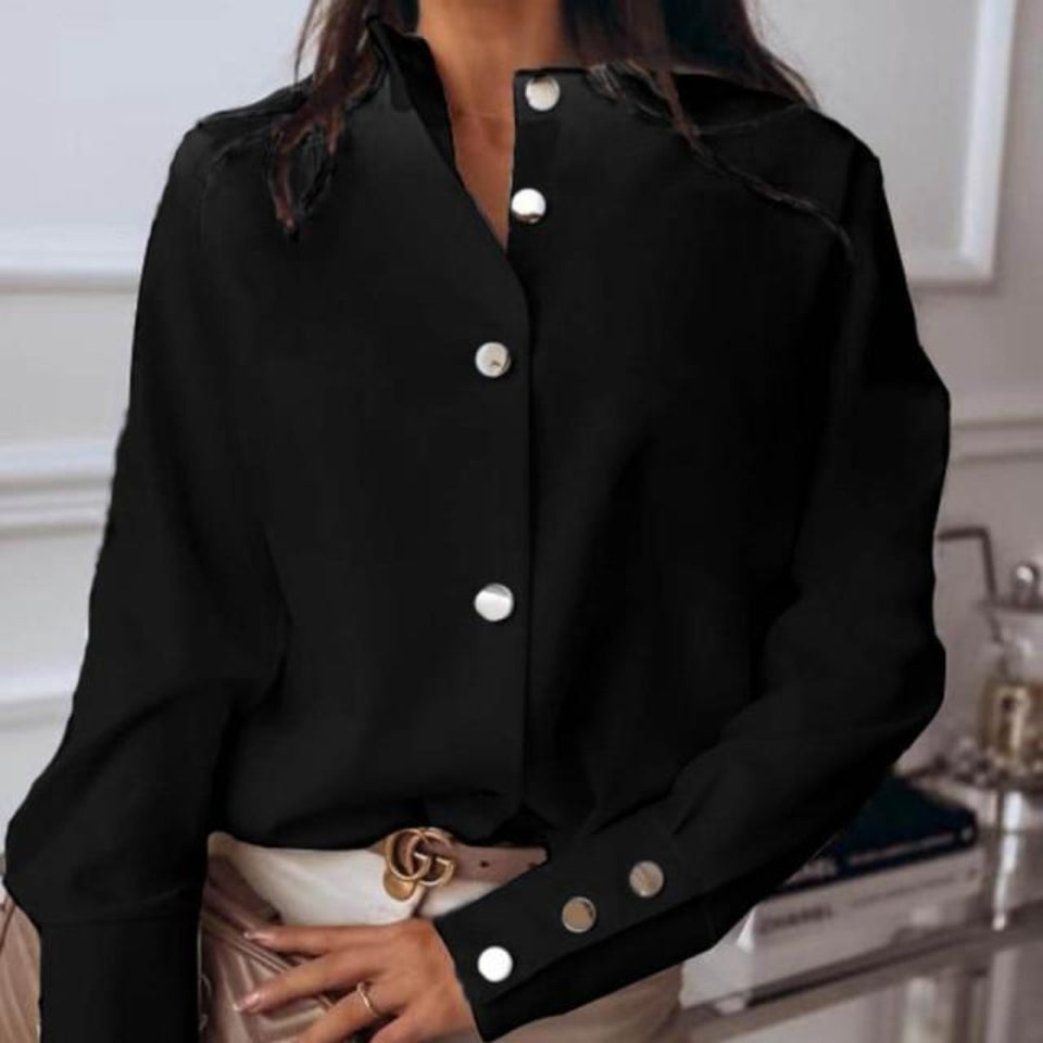 Elegant Adjustable Sleeve Button Blouse - Easy Pickins Store