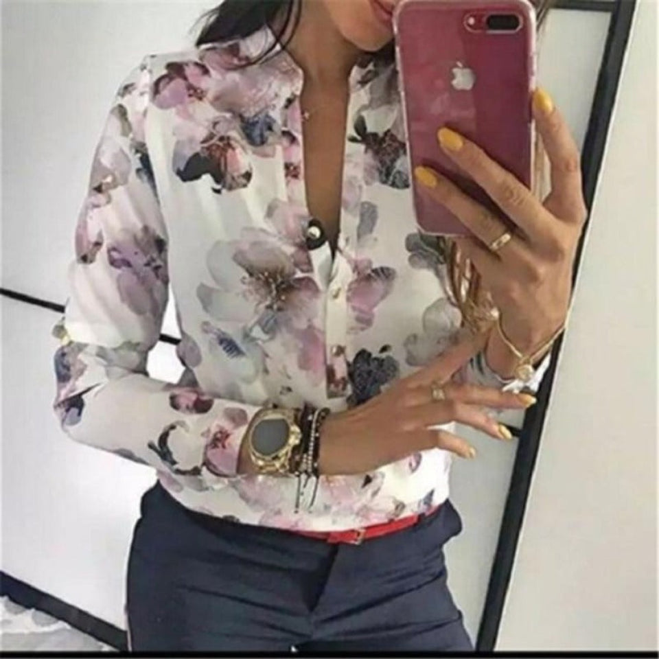 Elegant Adjustable Sleeve Button Blouse - Easy Pickins Store