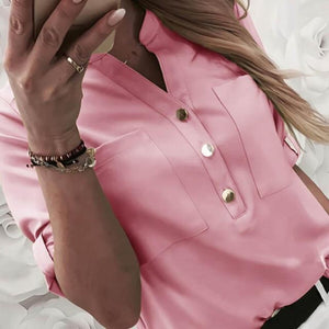 Elegant Adjustable Sleeve Button Blouse - Easy Pickins Store