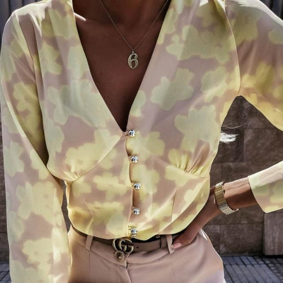 Elegant Adjustable Sleeve Button Blouse - Easy Pickins Store
